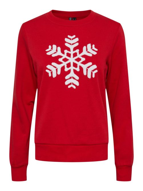 Pieces Merry Snowflake sweatshirt in red