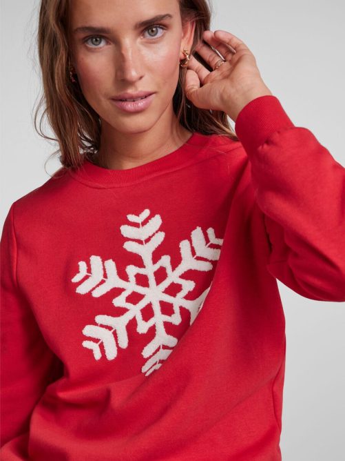Merry Snowflake Sweatshirt in red