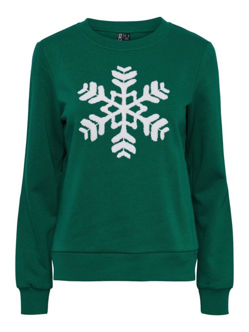 Pieces Merry Snowflake sweatshirt in green