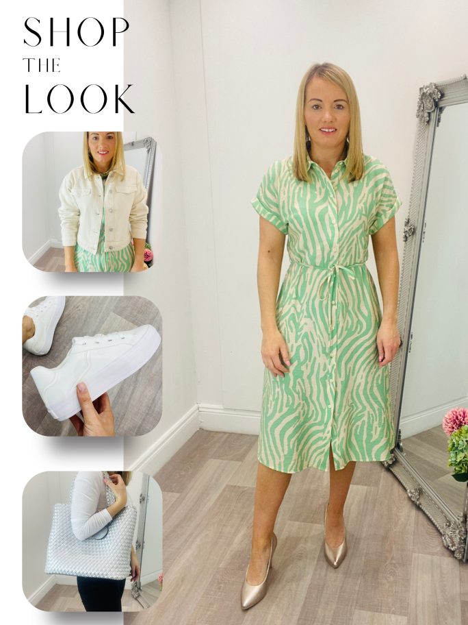Camille Shirt Dress in green
