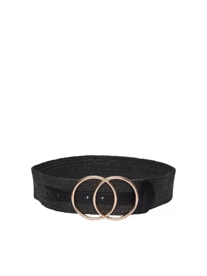 Lala straw waist belt in black