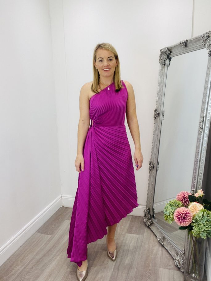 Aoife pleated dress in purple
