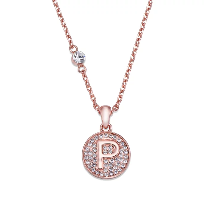 Initial necklace rose gold p