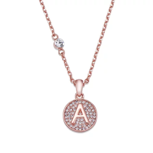 Initial necklace rose gold a
