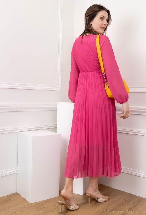 Crystal Pleated Dress - Pink