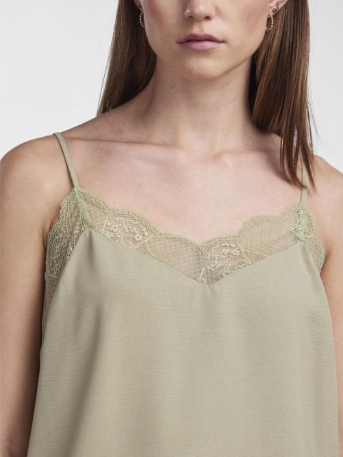 Tiffany Strap Lace Top - Olive Green